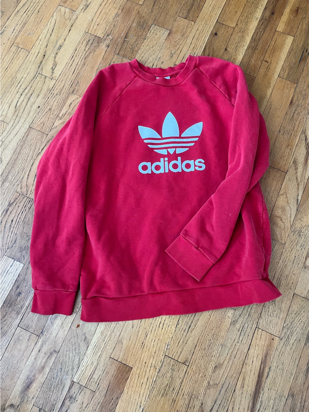 Vintage adidas cherry Red Trefoil Pullover Sweatshirt